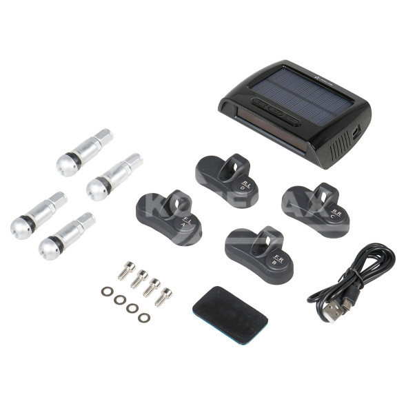 Система контроля давления в шинах TPMS 4 внутренних датчика, дисплей на торпедо, солнечная панель