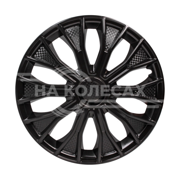 Колпаки колесные 15&quot; &quot;Волтек&quot;, черный глянец, карбон, компл. 2 шт.