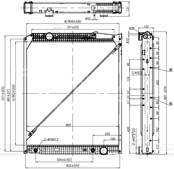 Радиатор охлаждения для автомобилей Actros MP1 (96-)/MP2/MP3 (03-) (высота сердцевины 902мм)