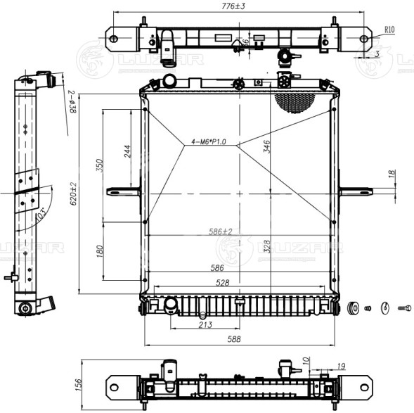 Радиатор охлаждения для автомобилей Isuzu ELF NPR75 (06-) (с рамкой)