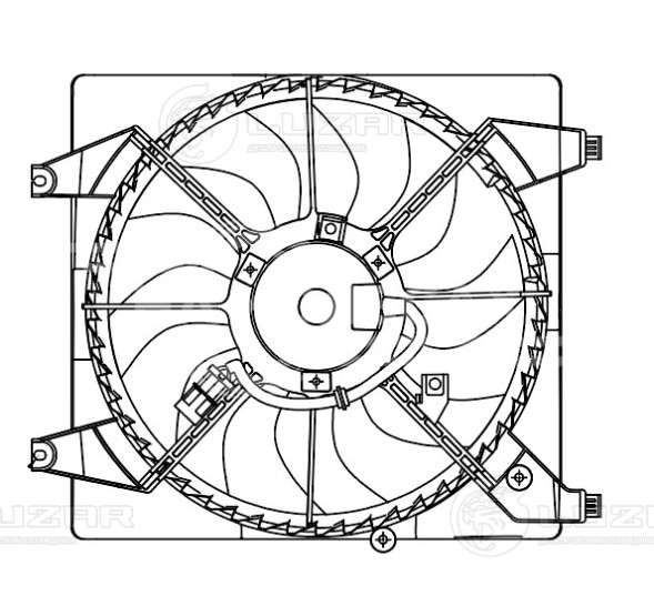 Электровентилятор охлаждения для автомобилей Hyundai Santa Fe II (06-) 2.2D/2.7i (с кожухом)