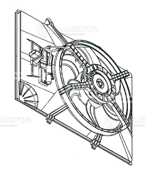 Электровентилятор охлаждения для автомобилей Great Wall Hover (05-)/H3 (10-)/H5 (10-) ) 2.0i/2.4i (с кожухом)