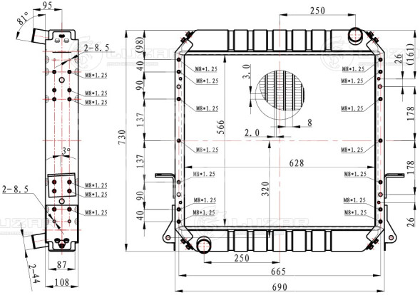 Радиатор охлаждения для автомобилей МАЗ 4370 &quot;Зубренок&quot; Д-245