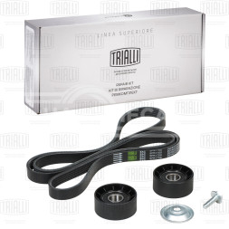 Ремкомплект привода для автомобилей Renault Logan (04-) 1.4i/1.6i 8V [K7J; К7M] A/C (1ремень 5PK1750 + 2 ролика)