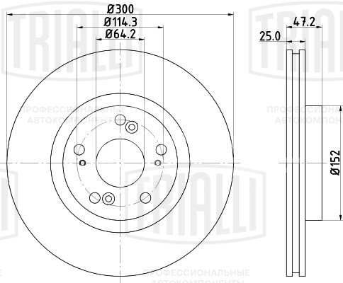 Диск тормозной для автомобилей Honda Accord (02-) передний d=300