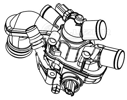 Термостат для автомобилей Peugeot 308 (07-)/Citroen C4 (10-) 1.6i MТ («быстросъём», датчик температуры слева)