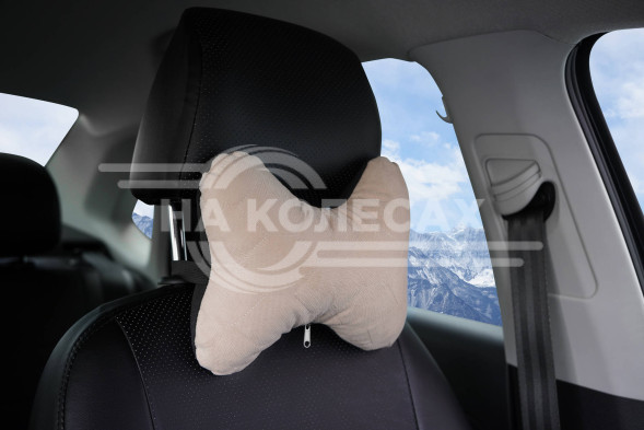 Подушка-косточка на подгол. &quot;Алькантара&quot;, ткань, 1 шт., бежевая