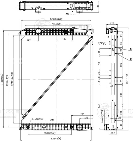 Радиатор охлаждения для автомобилей Actros MP1 (96-)/MP2/MP3 (03-) (высота сердцевины 1015мм)