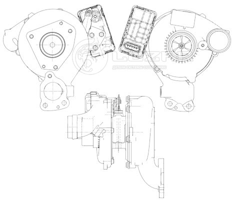 Турбокомпрессор для автомобилей Mercedes-Benz ML/GL (05-) 3.0D [OM642] (тип GTB2056VK)