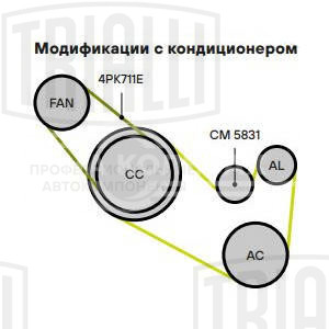 Ролик приводного ремня для автомобилей VW Golf VI (08-)/Tiguan (08-) 1.4TSi (с натяжным механизмом) верхний