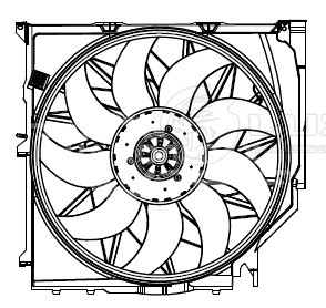 Электровентилятор охлаждения для автомобилей BMW X3 (E83) (04-) (с кожухом)
