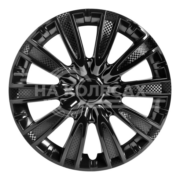 Колпаки колесные 15&quot; &quot;Торнадо&quot;, черный глянец, карбон, компл. 2 шт.