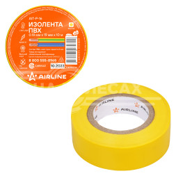 Изолента ПВХ, желтая, 19 мм*10 м