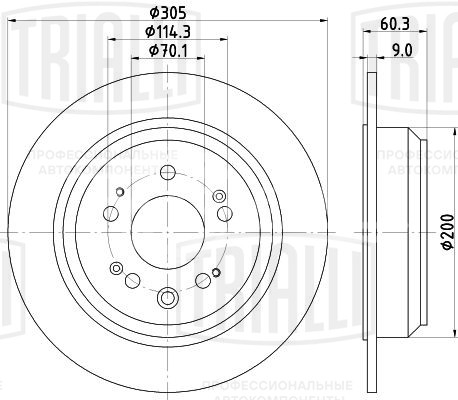 Диск тормозной для автомобилей Honda Accord (08-) задний d=305