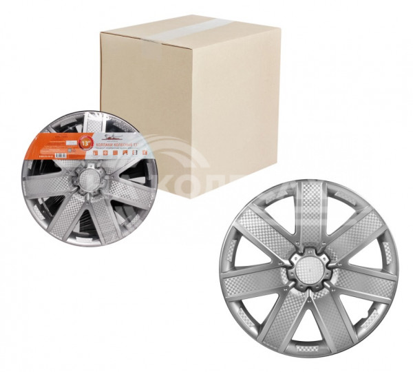 Колпаки колесные 15&quot; &quot;Гелакси&quot;, серебристый, карбон, компл. 2 шт.