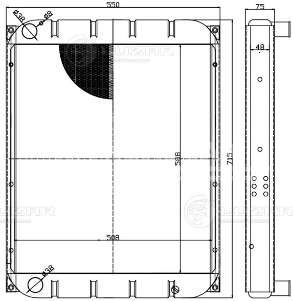 Радиатор охлаждения для автомобилей Foton Ollin BJ10 (05-) c двиг. Perkins 4.0D