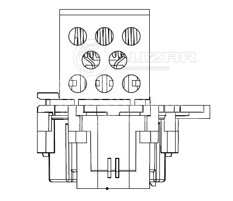 Резистор электровентилятора охлаждения для автомобилей PSA 307 (00-)/C4 (04-) (разъемы сверху, 6,5A/15,5A)