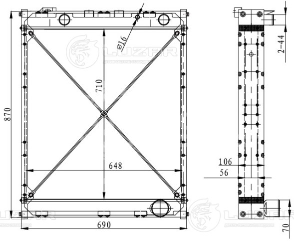 Радиатор охлаждения для автомобилей МАЗ ЯМЗ-238 Е-2