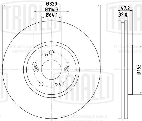 Диск тормозной для автомобилей Honda Accord (08-) передний d=320