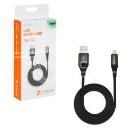 Кабель USB - micro USB 1м, черный нейлоновый