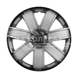 Колпаки колесные 15&quot; &quot;Гелакси +&quot;, серебристо-черный, карбон, компл. 2 шт.