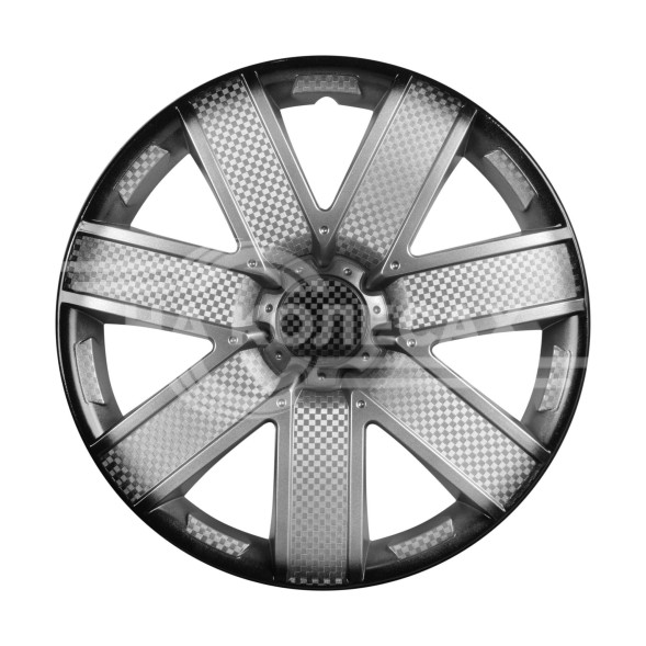 Колпаки колесные 15&quot; &quot;Гелакси +&quot;, серебристо-черный, карбон, компл. 2 шт.