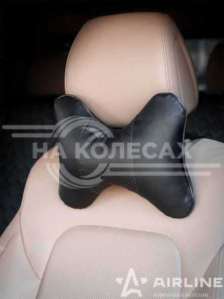 Подушка-косточка на подгол. &quot;Лима&quot;, экокожа, 1 шт., черная