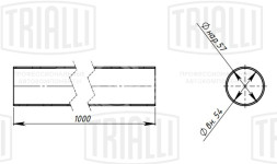 Труба глушителя прямая 57х1000 (d=57х1.5, L=1000мм) (алюминизированная сталь)