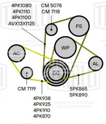 Ролик приводного ремня для автомобилей Toyota Carina E (92-)/Avensis (97-) 1.5i/1.6i/1.8i [A]/[E] (натяжной ролик кондиционера) (CM 5078)