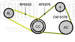 Ролик приводного ремня для автомобилей Toyota Carina E (92-)/Avensis (97-) 1.5i/1.6i/1.8i [A]/[E] (натяжной ролик кондиционера) (CM 5078)