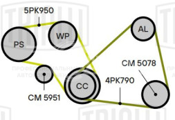 Ролик приводного ремня для автомобилей Toyota Carina E (92-)/Avensis (97-) 1.5i/1.6i/1.8i [A]/[E] (натяжной ролик кондиционера) (CM 5078)