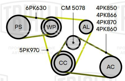 Ролик приводного ремня для автомобилей Toyota Carina E (92-)/Avensis (97-) 1.5i/1.6i/1.8i [A]/[E] (натяжной ролик кондиционера) (CM 5078)