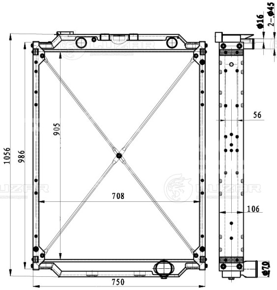 Радиатор охлаждения для автомобилей МАЗ ЯМЗ-7511