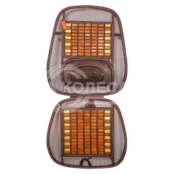 Накидка деревянная на перед. сиденье с поддержкой спины, массажная, цвет желт./коричн.