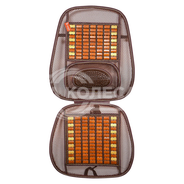 Накидка деревянная на перед. сиденье с поддержкой спины, массажная, цвет желт./коричн.