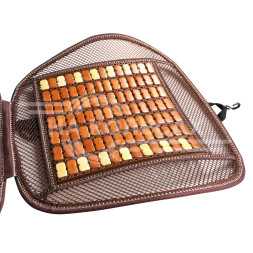 Накидка деревянная на перед. сиденье с поддержкой спины, массажная, цвет желт./коричн.