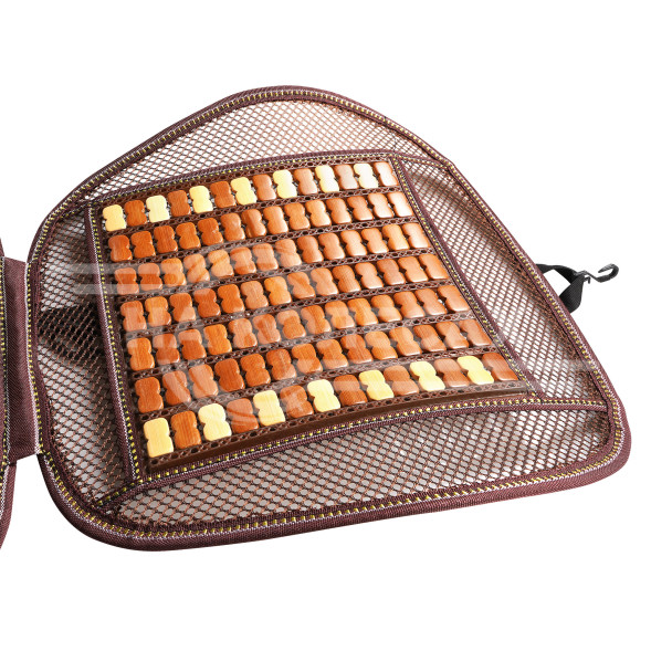 Накидка деревянная на перед. сиденье с поддержкой спины, массажная, цвет желт./коричн.