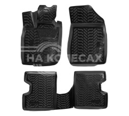 Ковры для LADA Largus (12-), 4 шт., (крепеж), выс. борт, 3D с подпятником, 1-2й ряд, ТЭП, черн.
