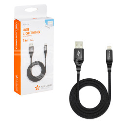 Кабель USB - Lightning (Iphone/IPad) 1м, черный нейлоновый