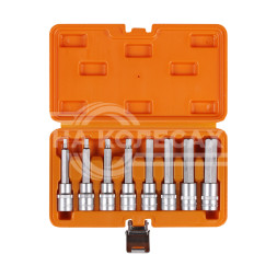 Набор головок 1/2" DR с шестигранными вставками 5-17мм длиной 100мм 8 предметов в кейсе