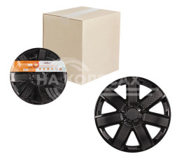 Колпаки колесные 15&quot; &quot;Гелакси&quot;, черный глянец, карбон, компл. 2 шт.