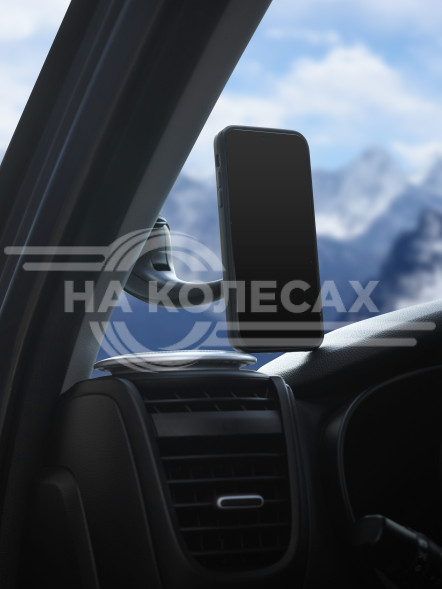 Держатель для телефона автомобильный на торпедо/лоб. стекло магнитный прорезиненный