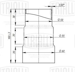 Соединитель труб глушителя 50/55/60 L=100 универсальный (алюминизированная сталь)