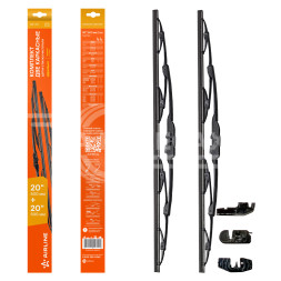 Щетки стеклоочистителя комплект (2шт.) 500/500мм (20&quot;/20&quot;) каркасные 2 адаптера