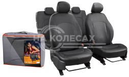 Чехлы для Volkswagen Polo седан (10-14 г.)(16-), &quot;Alonso&quot;, 13 пред., задн.спин. 1/3, экокожа перф., черн.