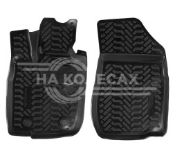 Ковры для LADA Largus (фургон) (12-), 2 шт., выс. борт, 3D с подпятником, 1й ряд, ТЭП, черн.