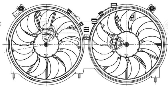 Электровентилятор охлаждения для автомобилей Nissan Teana (08-)/Murano (08-) (2 вент.) (с кожухом)