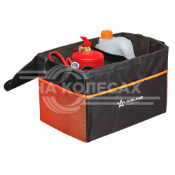 Органайзер большой в багажник, с крышкой, жест.корпус (50*31*30 см), черн./оранж.
