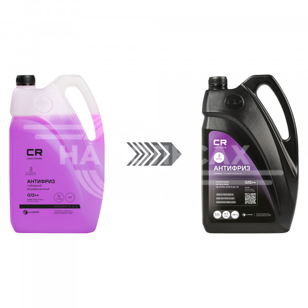 Антифриз лобридный флуоресцентный -40°С, Si-OAT, G12++, 5л/5.36кг