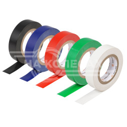 Изолента ПВХ, набор 5 шт.(син.,чёр.,кр.,зел., бел.), 15 мм*10 м